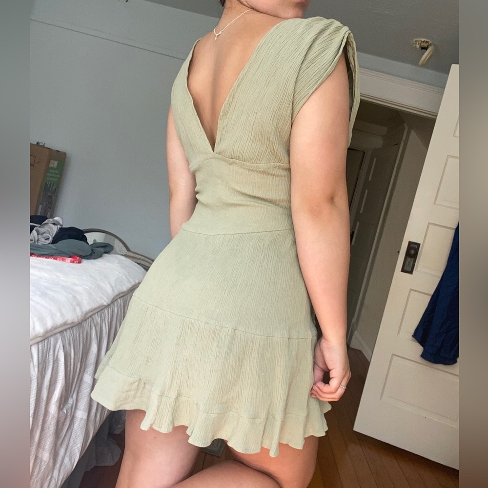 ASOS sage‎ green summer corset style flowy dress size small - Picture 3 of 11